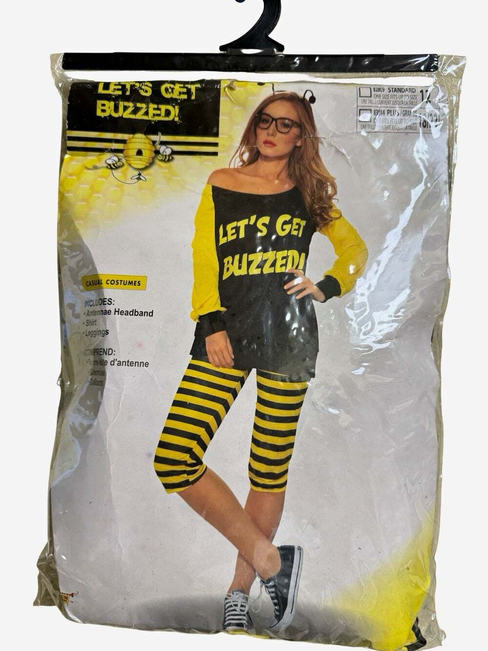 Bumble Bee Costume Complete Outfit Plus One Size Black Yellow Polyester Stretch